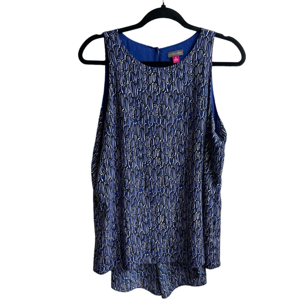 Vince Camuto Blue Pattern Sleeveless Blouse (Size M)